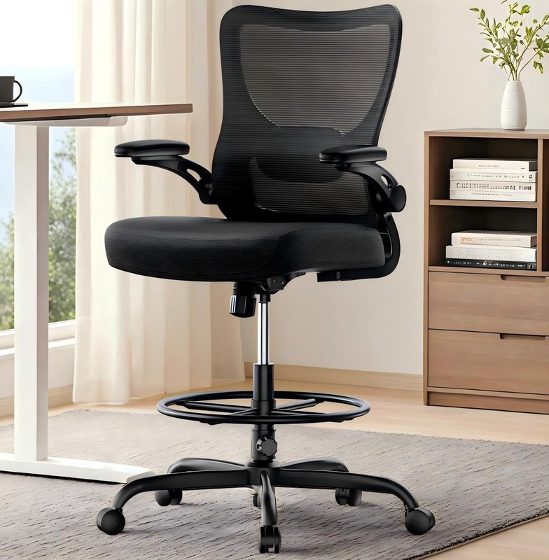 Drafting Chair, Tall Office Chair with 2D Lumbar Support, Standing Desk Chair…