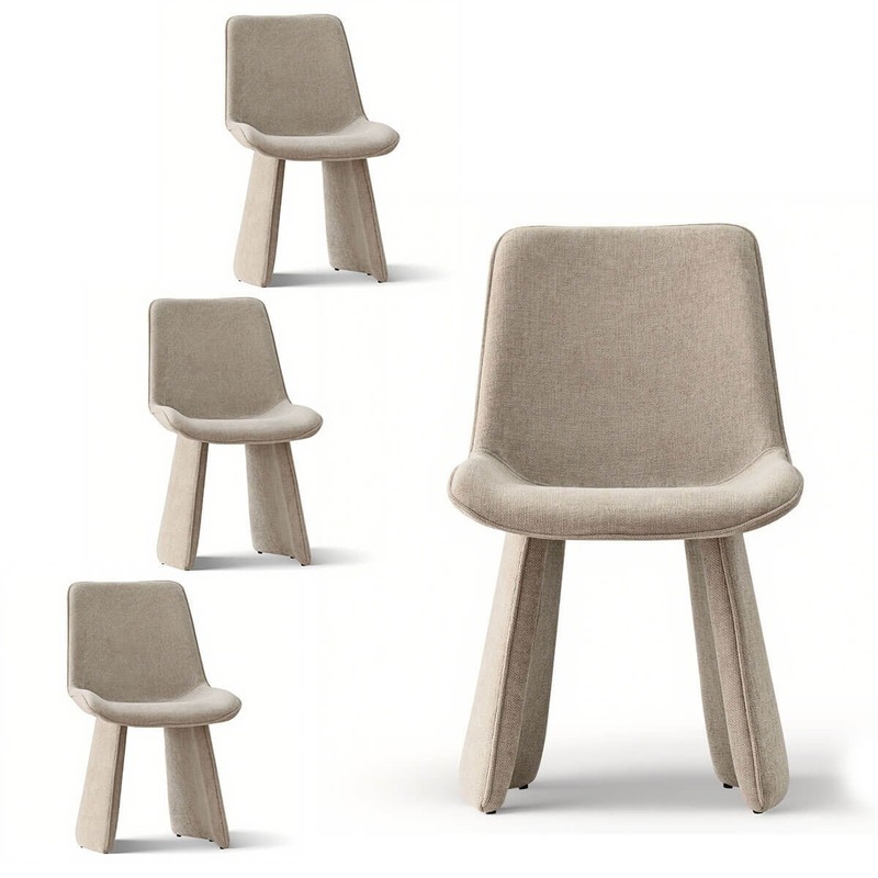Dining Room Chairs Set of 4 Upholstered Side Chairs with Curved Back&Padded