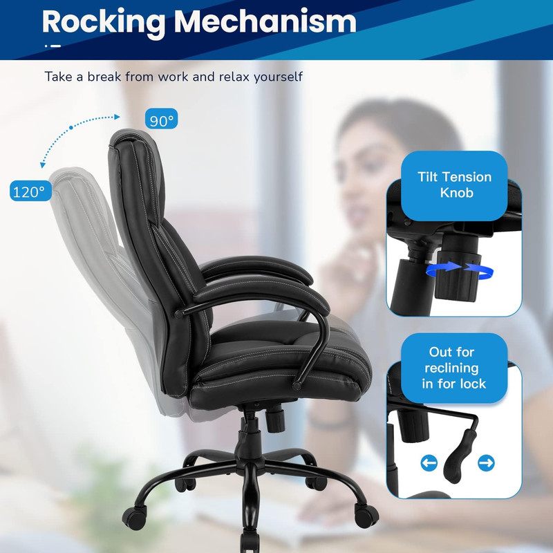 Big and Tall Office Chair 500Lbs Cheap Desk High Back PU Executive Ergonomic Com gallery