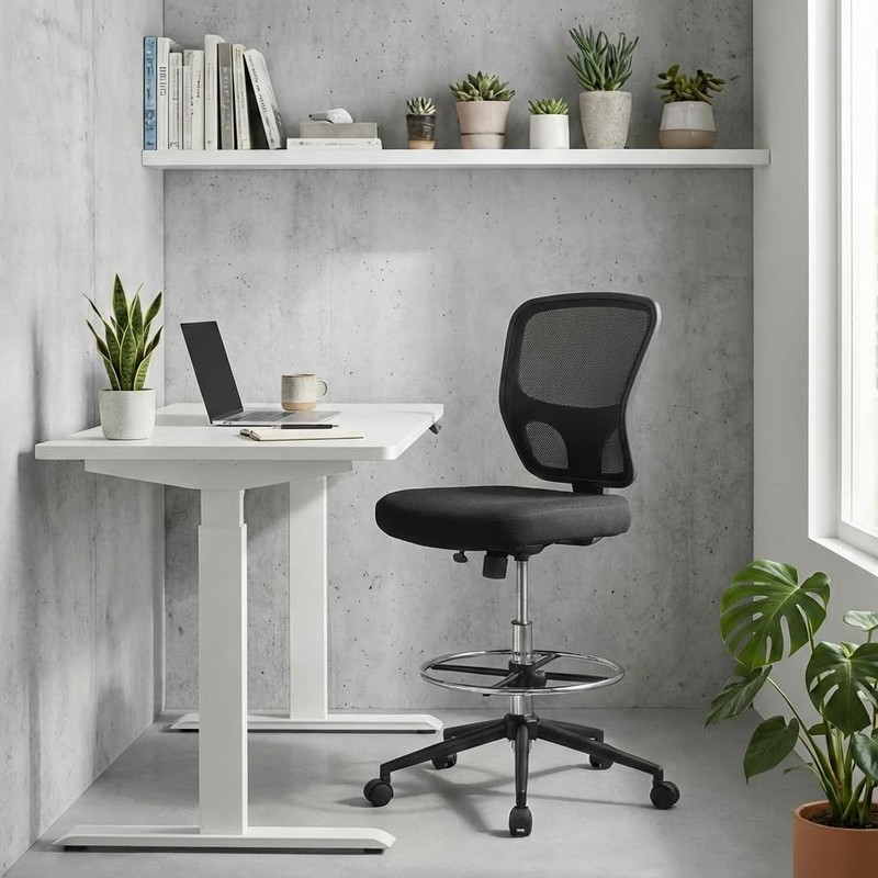 Armless Drafting Chair Tall Office Chair Adjustable Height High Back Ergonomic gallery
