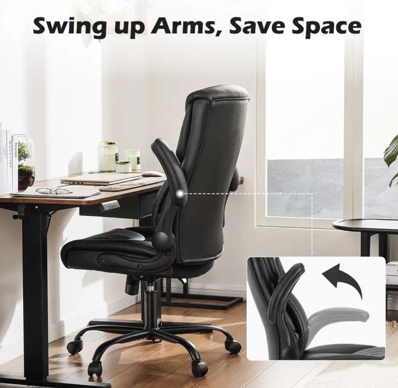 Ergonomic Home Office Chair, Leather Computer Gaming Chair with Armrests, Adjust gallery