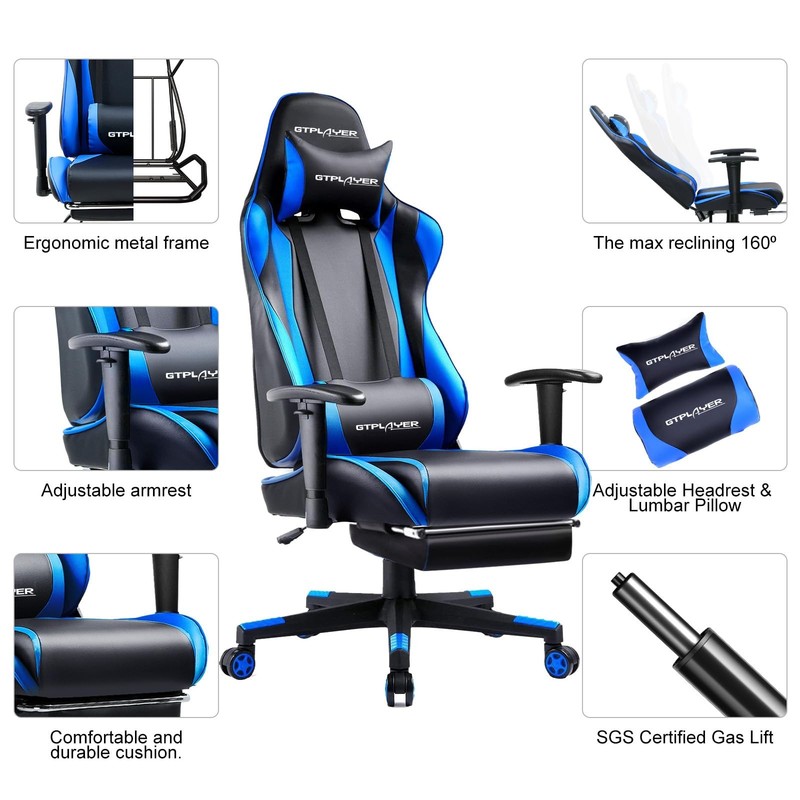 Gaming Chair with Footrest, Ergonomic Computer Game Desk Chair, Reclining Gam... gallery