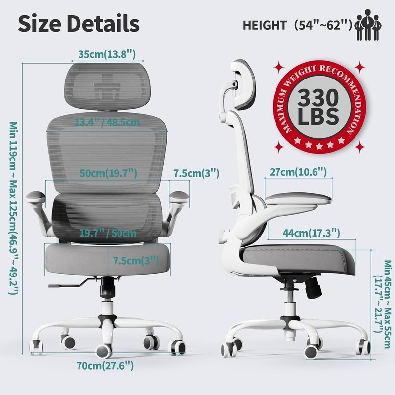 Stylish Ergonomic Office Chair - Adjustable Height, White gallery