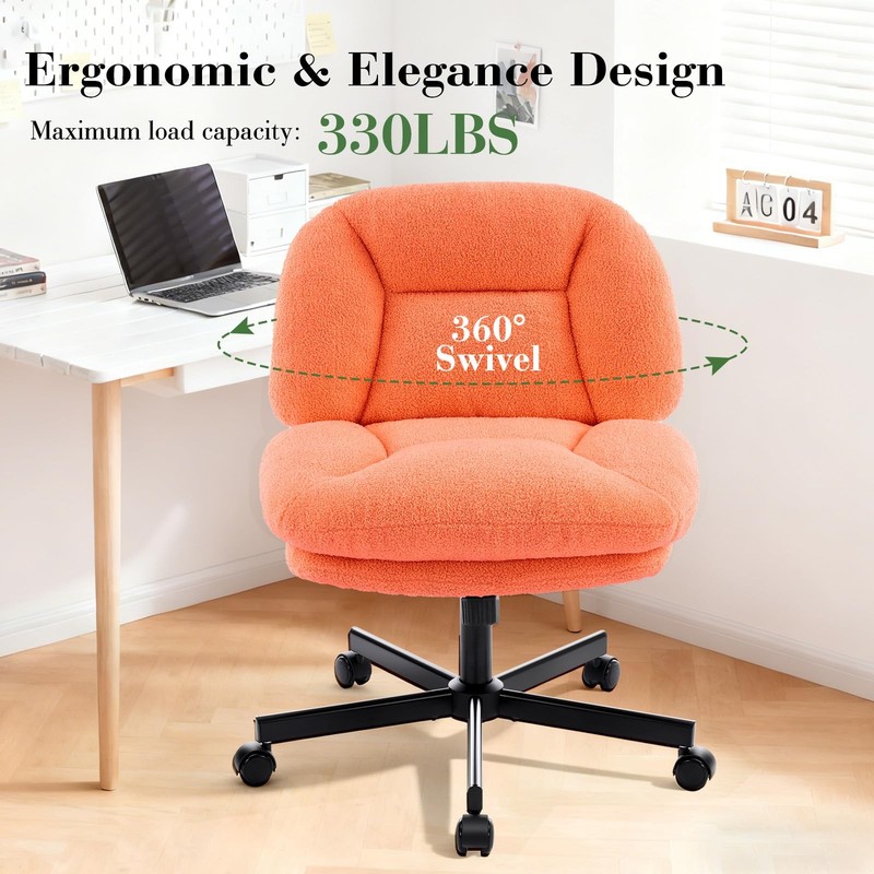 Cross Legged Office Chair, Thick Cushioned Criss Cross Desk Chair with Wheels... gallery
