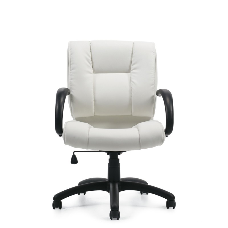 Offices To Go Set of 8 Mid Back Conference Work Chairs White w Fixed Arms