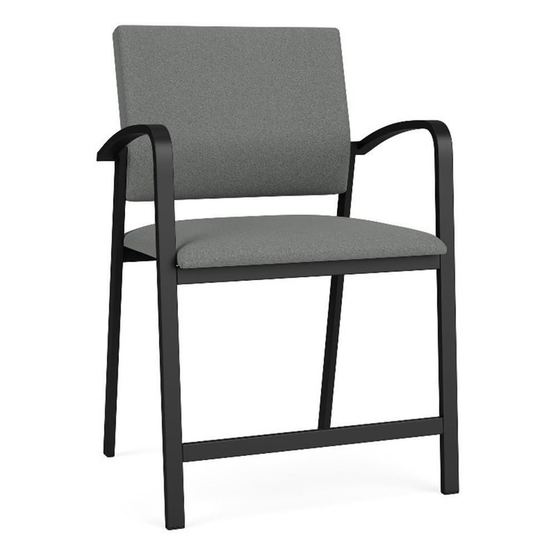 Pemberly Row 24.5″ Fabric Reception Wide Hip Chair in Gray/Black