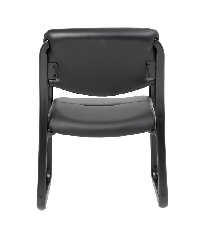 Boss Office Products Leather Guest Chair with Sled Base in Black gallery