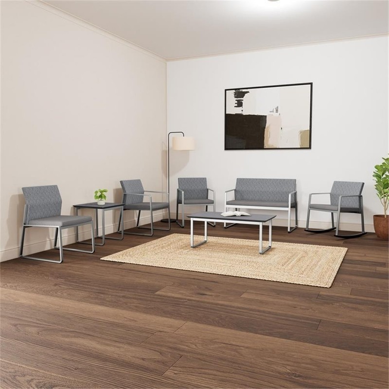 Pemberly Row Reception Waiting Room Healthcare Guest Chair in Silver & Black