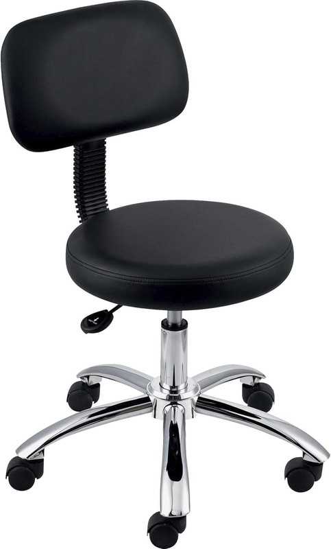 Lorell 16"Lorell Pneumatic Height Stool with Back, 24 by 24 by 36-Inch, Black