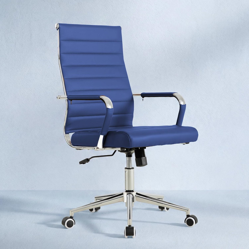 Navy Blue Executive Office Chair Ergonomic Leather Swivel Adjustable gallery