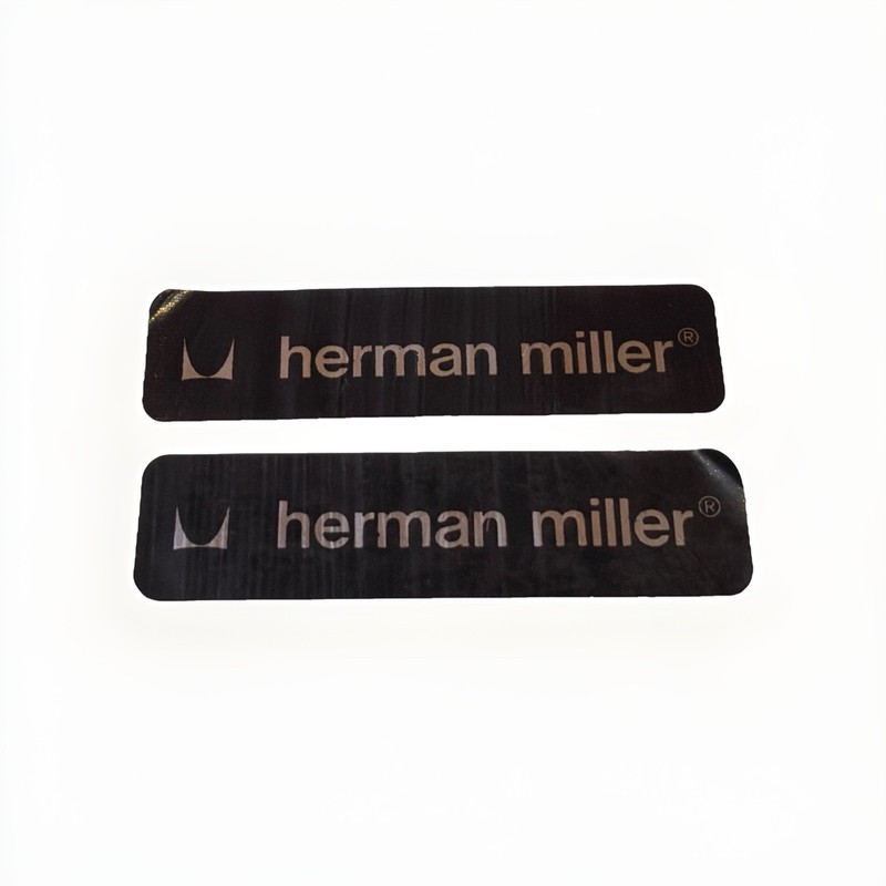 2 Genuine Herman Miller Foil Stickers, Label, Tag, with Logo in Black
