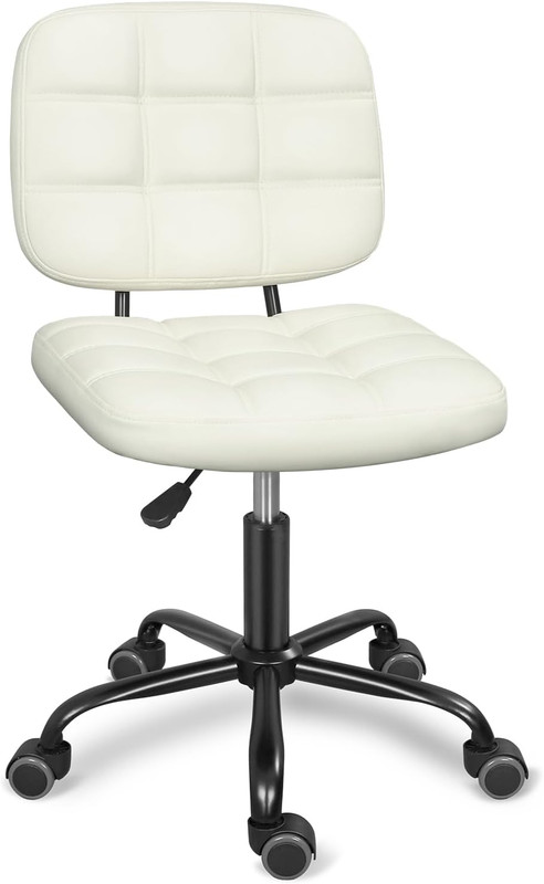 Armless Home Office Desk Chair with Wheels, Modern Ergonomic Drafting Rolling Ch