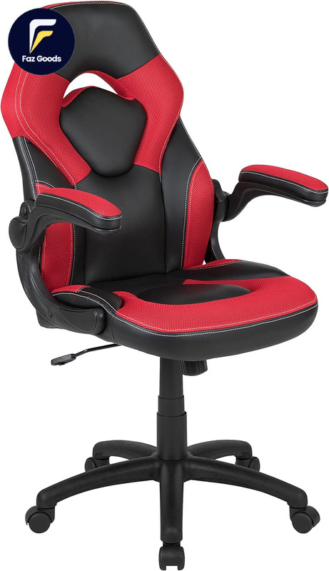 X10 High-Back Leathersoft Racing Style Gaming Chair with Flip-Up Arms Ergonomic