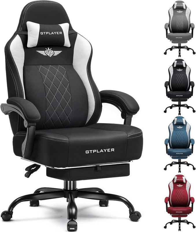 Big and Tall Gaming Chair Breathable Fabric Computer Chair with Strong Lumbar Su