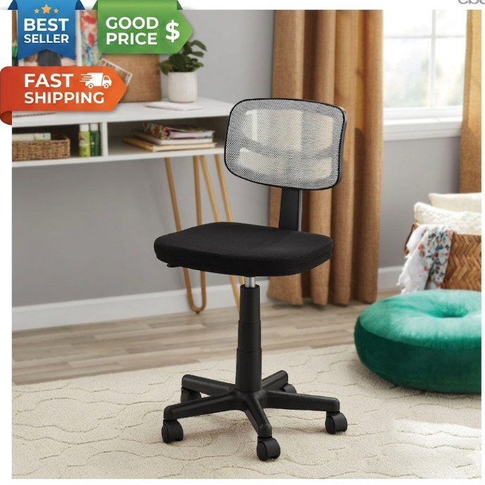 MS33100049708WH Armless Task Chair White Mesh Height Adjustable Seat