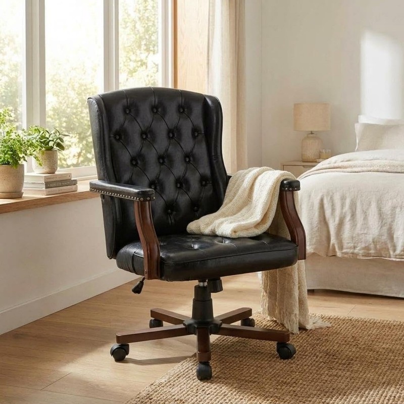 350lbs High Back Executive Office Chair PU Leather Desk Chair Rubber Wheels New gallery