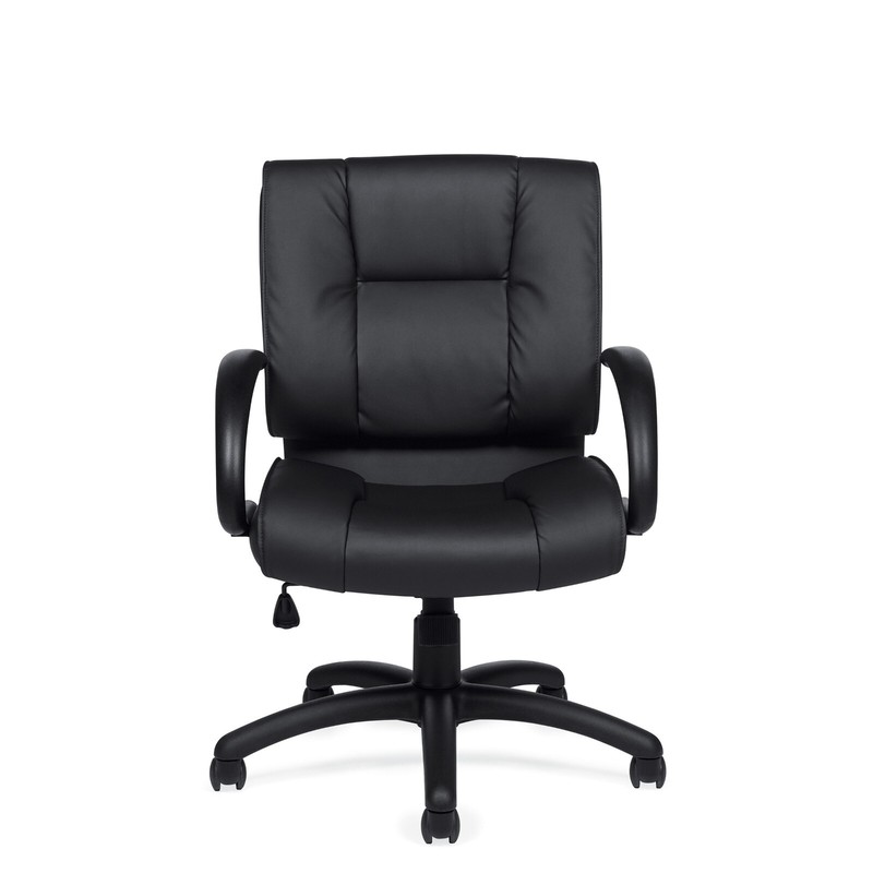Offices To Go Set of 6 Mid Back Conference Work Chairs Black w Fixed Arms