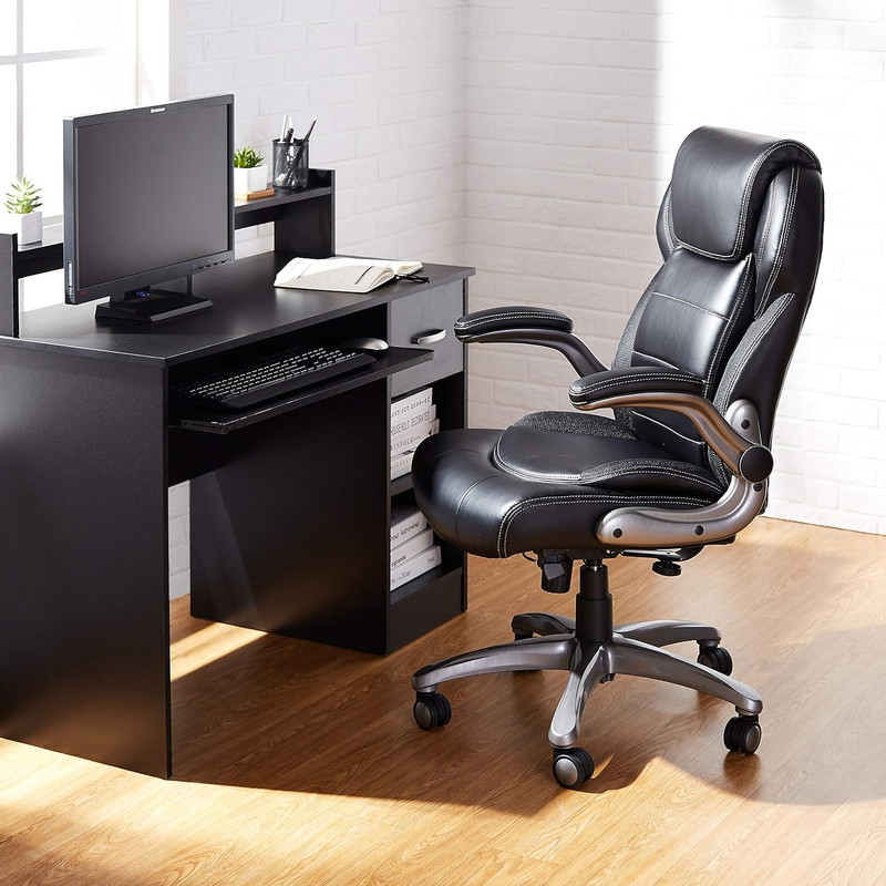 Ergonomic High-Back Office Chair with Flip-Up Arms, Adjustable Lumbar Support, H gallery