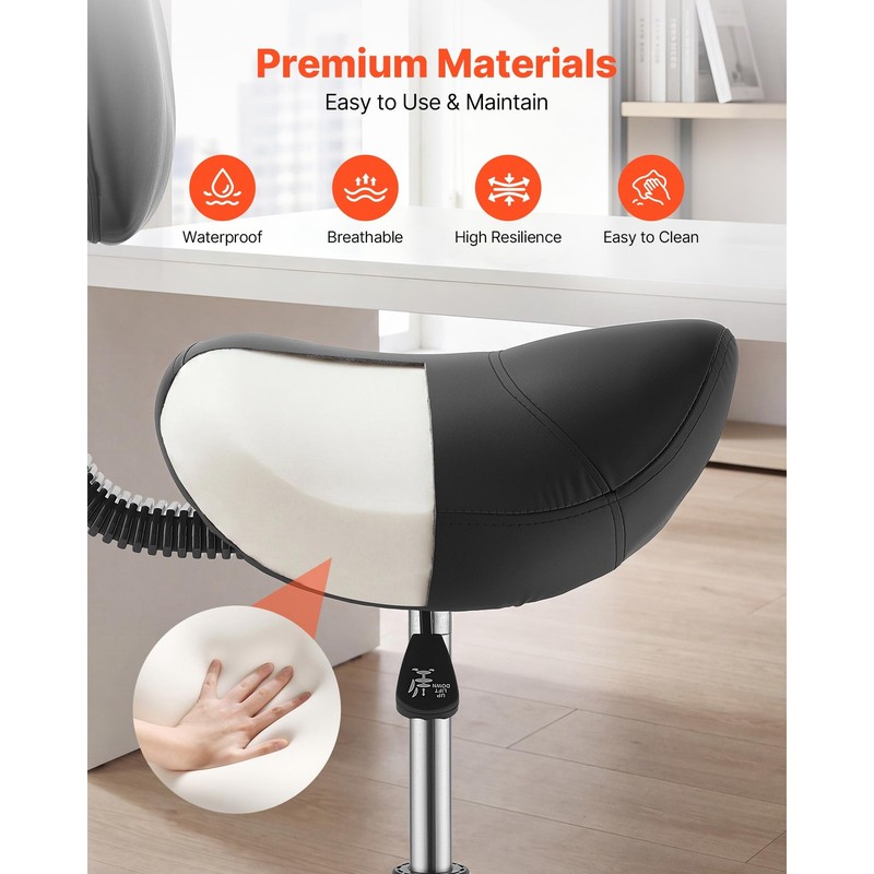 Uimoso Adjustable Saddle Stool with Backrest and Footrest, 500 lbs Capacity gallery
