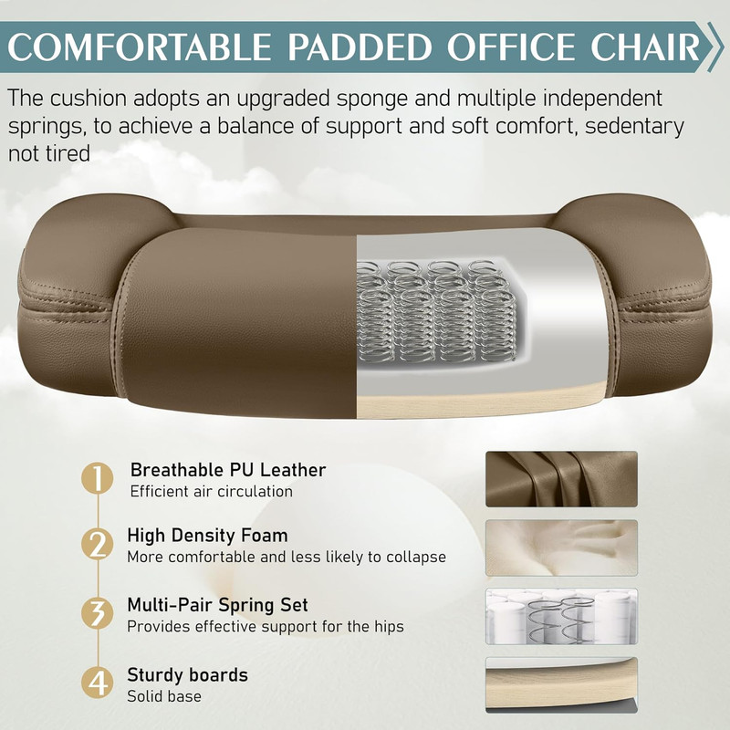 Leather Office Chair, PU Home Computer Desk Chairs with Ergonomic Back Support, gallery