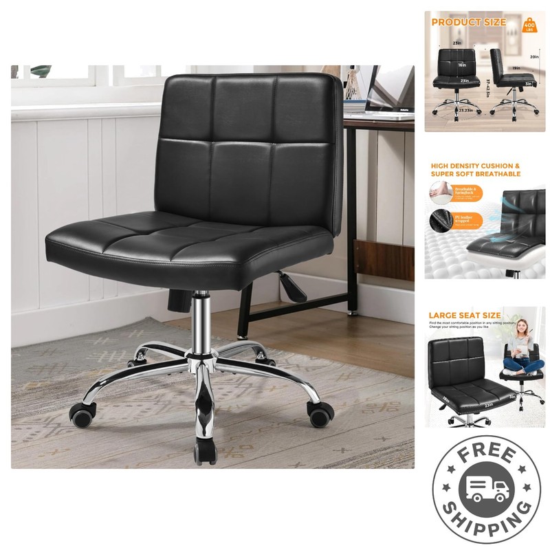 Comfortable PU Leather Desk Chair – Space-Saving Design for Home & Office