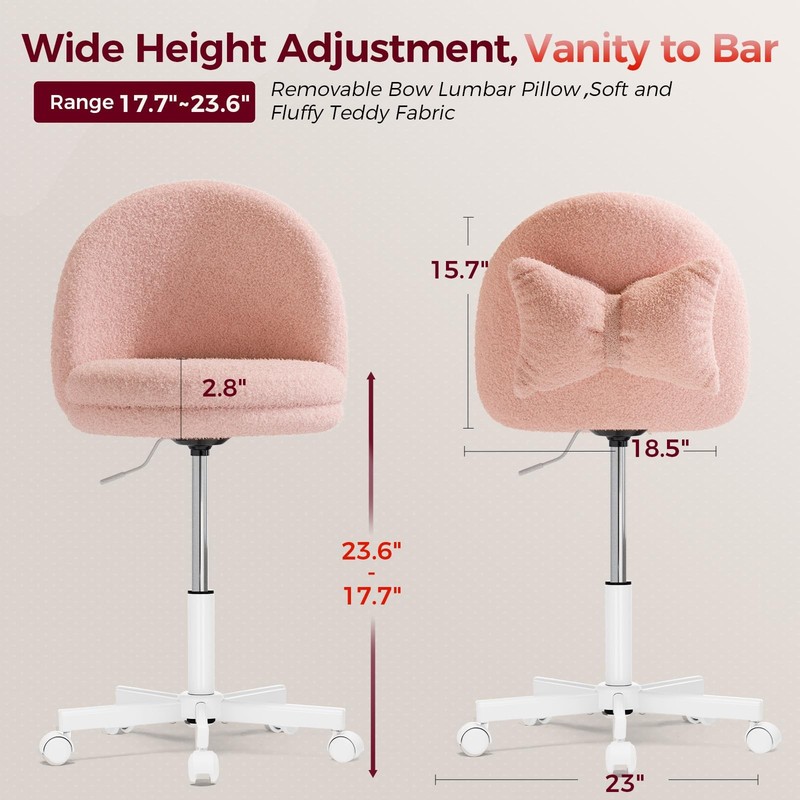 GTPLAYER Velvet Tall Office Chair with Wheels Vanity Chairs with Back, Versat... gallery