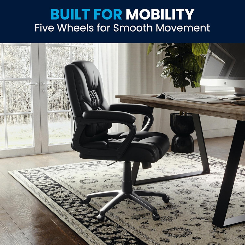 Ergonomic Big & Tall Swivel Office Chair with Padded Armrests, Black gallery