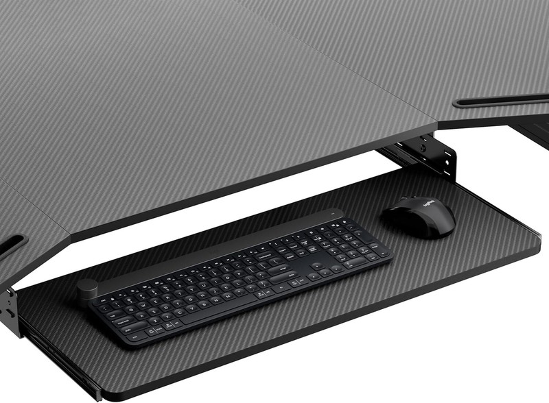 ADJUSTABLE KEYBOARD TRAY UNDER DESK, 28X11 INCH LARGE SLIDE OUT KEYBOARD