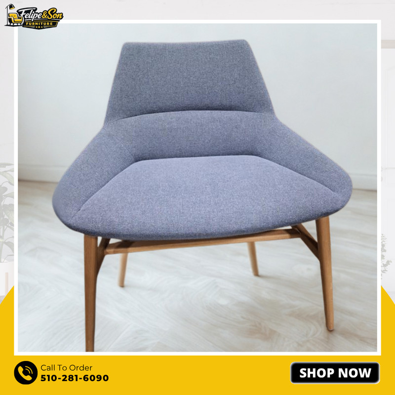 Preowned Slate Grey Lounge Chair Upholstered Accent Chair