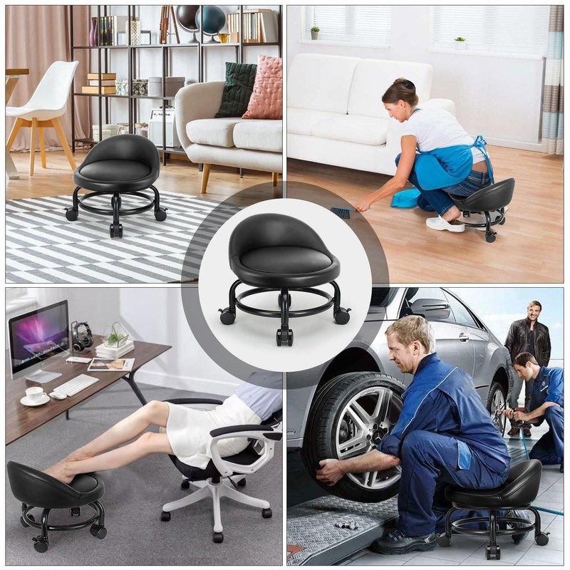 LWADALN Rolling Stool with Backrest Low Height Rolling Stools, Low Roller Stool gallery