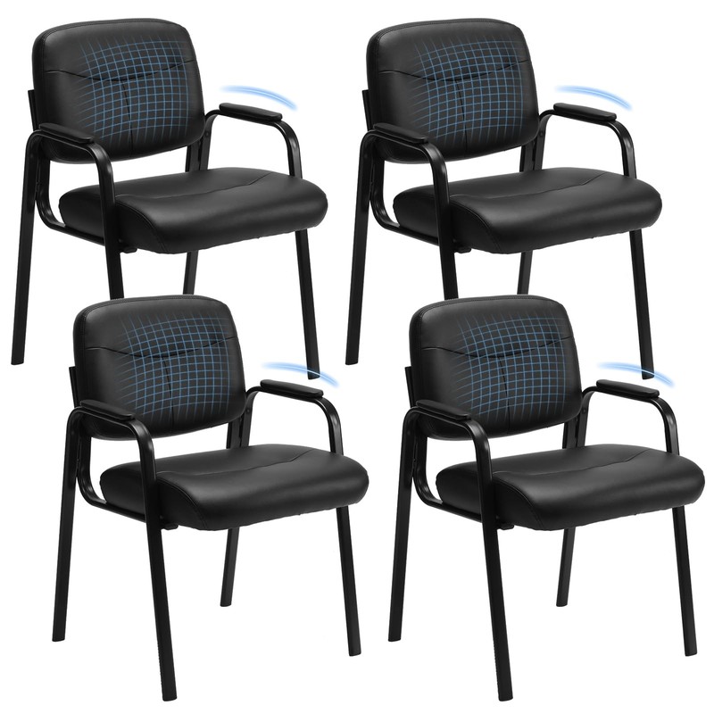 Office Waiting Room Chairs Set of 4, Leather Desk Reception Guest Stationary …