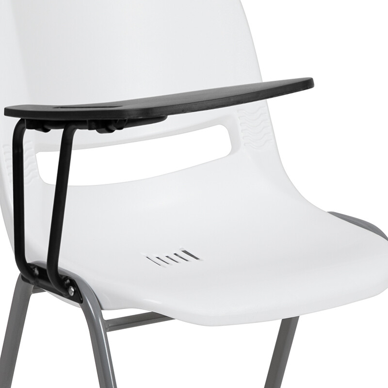 White Ergonomic School Chair w/ Right Handed Flip-Up Tablet Arm - Classroom Desk gallery