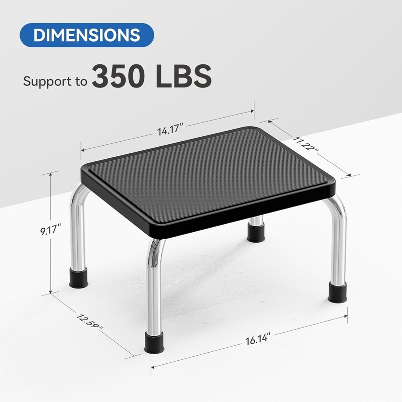 Step Stool, Heavy-Duty Steel Legs, 350 lb Capacity, Comfortable Non-Slip Rubb... gallery