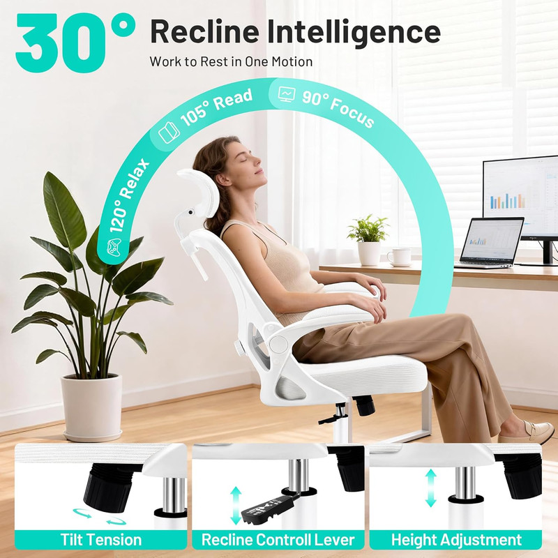 Office Chair - Ergonomic Desk Chair Breathable Mesh Chair with 2D Headrest & Adj gallery