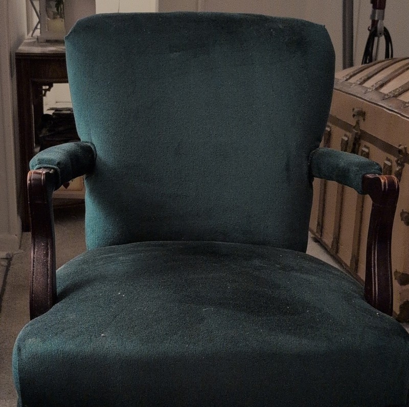 Chair Uplostered Green with Wooden Arms and Legs gallery