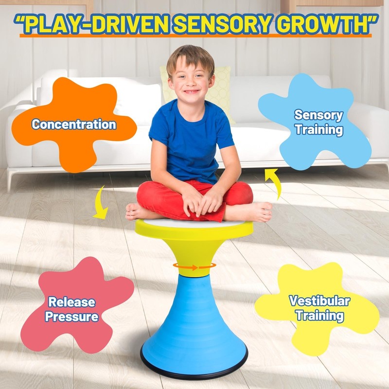 Kids Wobble Stool 15.7" - 360° Rotatable Wiggle Chair for Active Learning, Flexi gallery