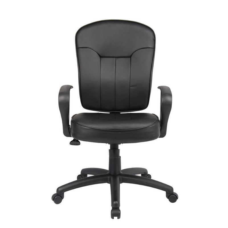 Boss Black Leatherplus Task Chair With Loop Arms - B1562 gallery