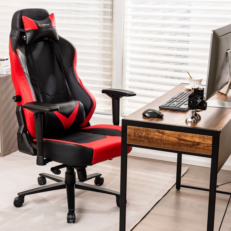 Gaming Chair 360° Swivel Computer Reclining Height Adjustable 4D Armrest Red gallery