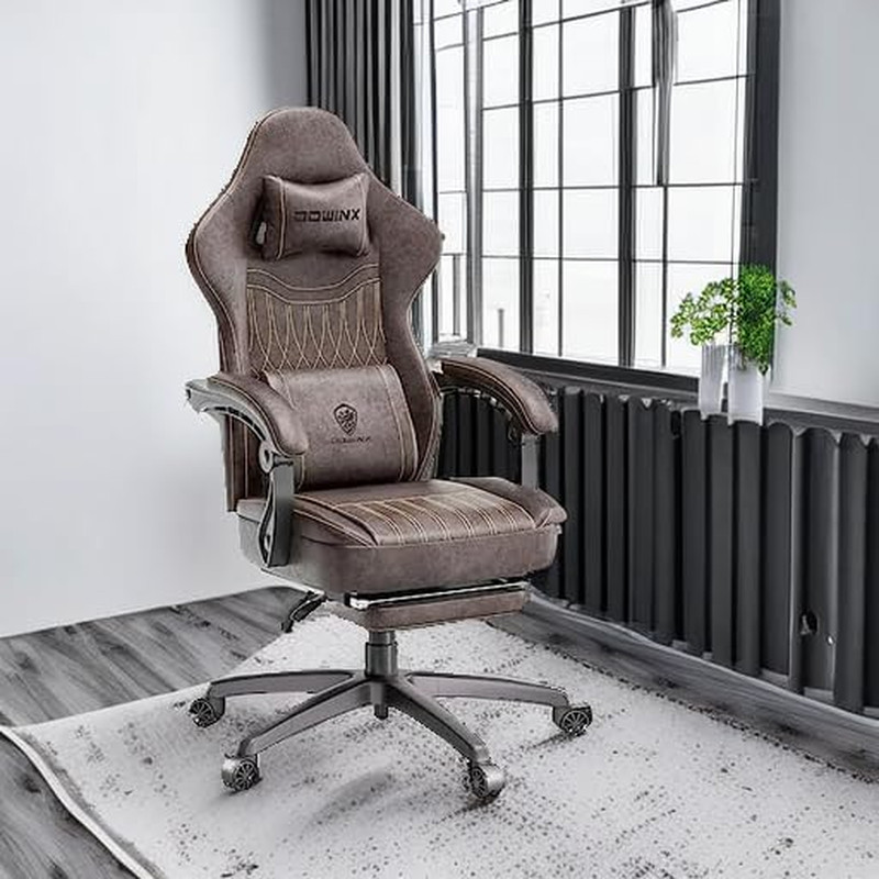 Gaming Chair Breathable PU Leather Gamer Chair with Footrest Massage Lumbar Supp gallery
