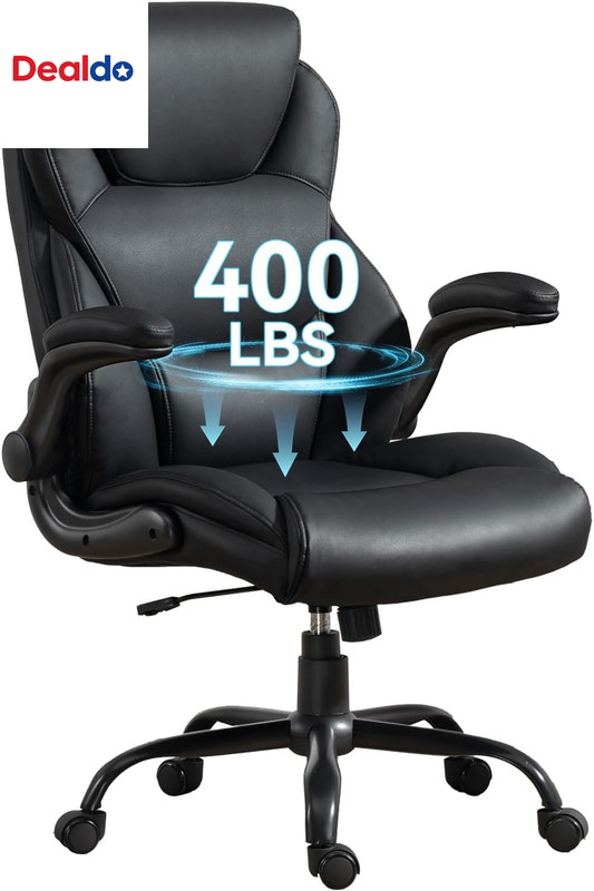 400LBS Big and Tall Office Chair, Heavy Duty Leather Executive Desk Chair with P