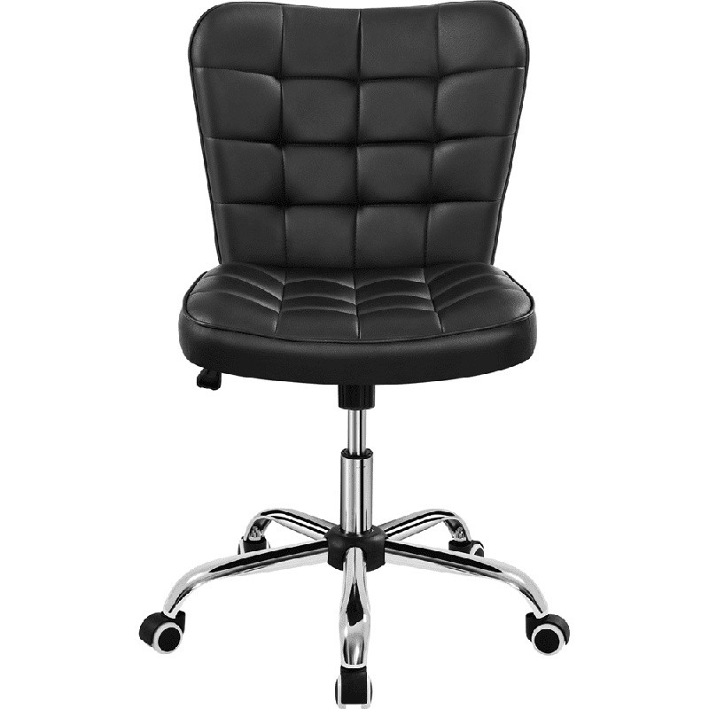 Armless Office Chair 360° Swivel Adjustable Height Ergonomic Design Faux Leather