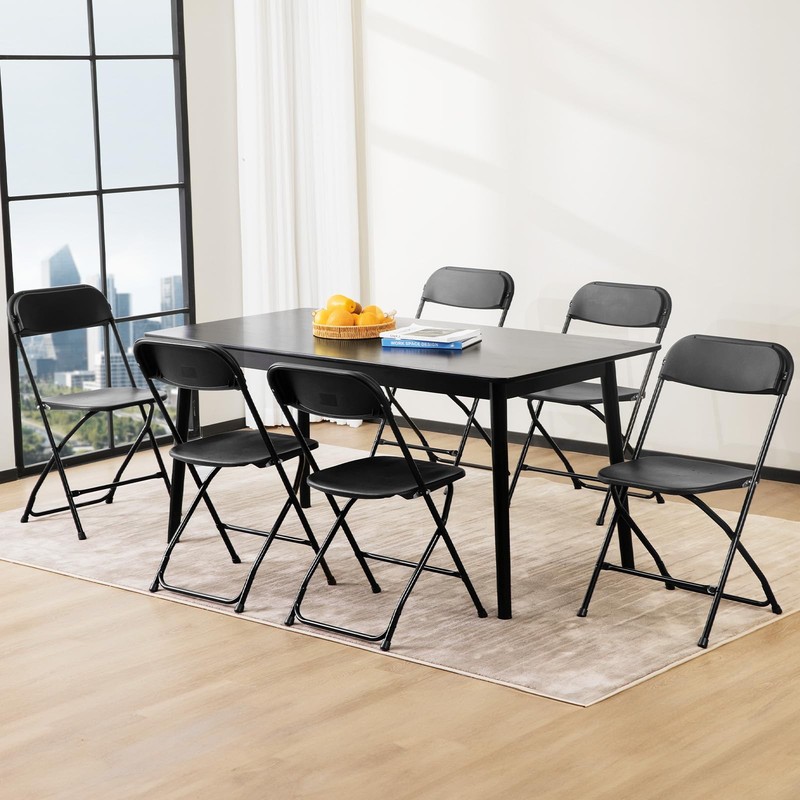 DUMOS Folding Chairs Sets of 10, 330lbs Plastic Stackable Portable Black gallery
