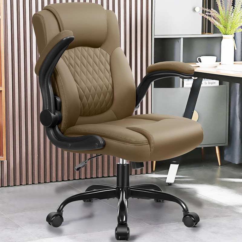 Leather Office Chair, PU Home Computer Desk Chairs with Ergonomic Back Support, gallery