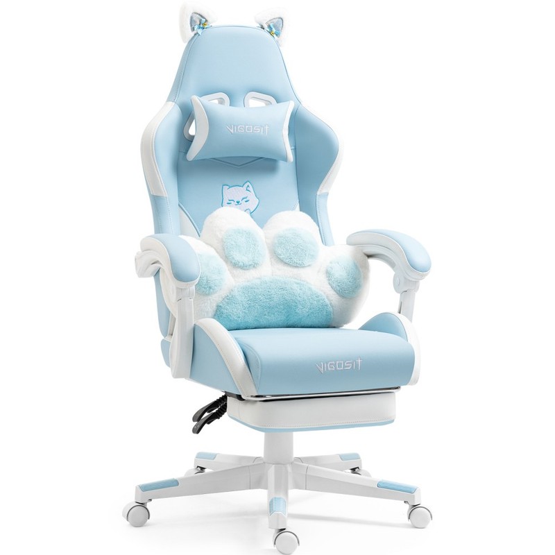 Cat Ears Gaming Chair – Ergonomic PU Leather Office Chair, Cute Chair