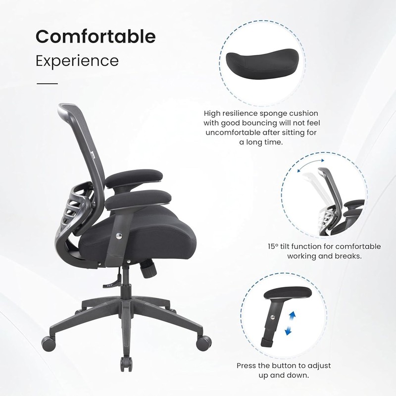 Office Chair Mesh Ergonomic Super Soft Thick and Wide Cushion Computer Desk C... gallery
