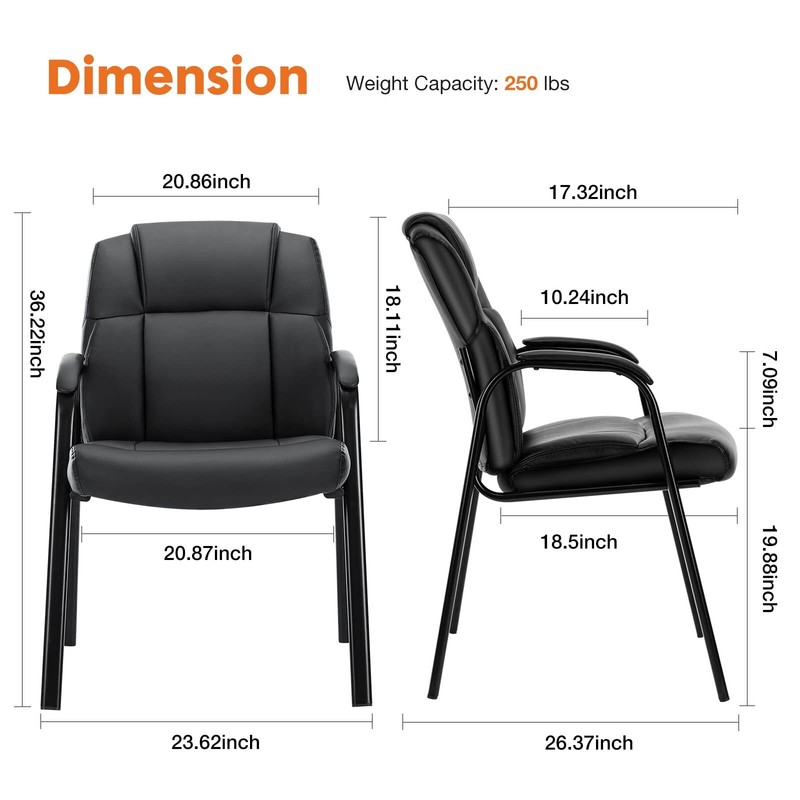 Leather Guest Chair w/ Padded Arms Comfy Reception Chair for Waiting Room Recept gallery