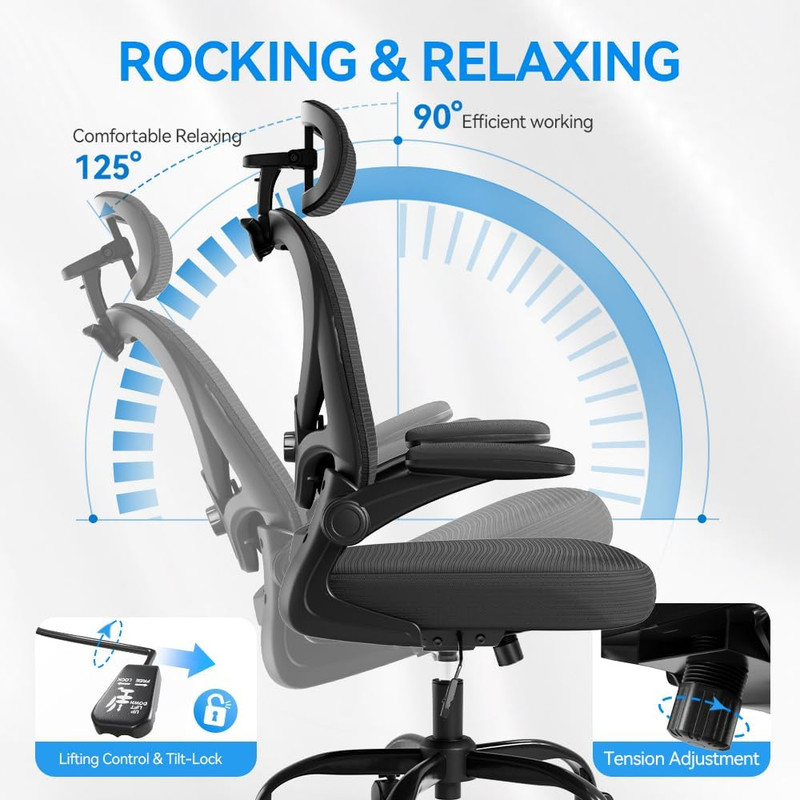 Ergonomic Office Chair with Headrest 3D, Mesh Office Desk Chair with Adjustable gallery