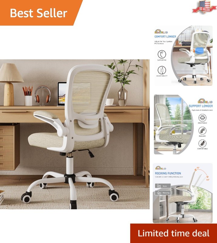 Adjustable Height Ergonomic Chair with 4-Inch Thick Cushion for Home and Office