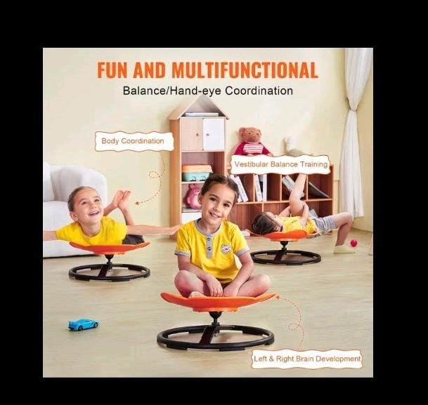 VEVOR Autistic Kids Spinning Chair 220 lbs Non Slip Sensory Swivel Chair Orange gallery