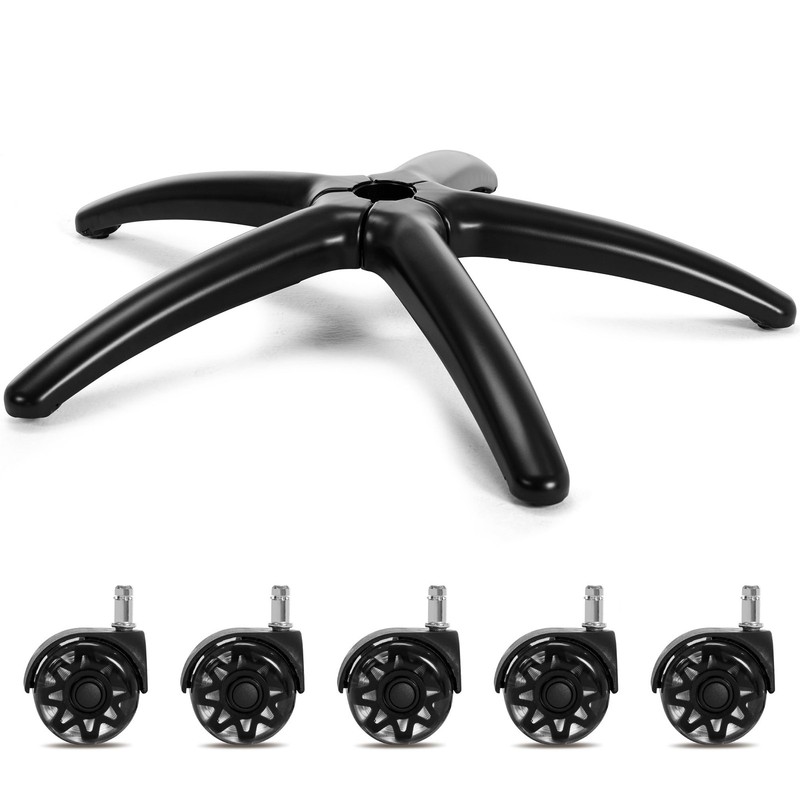 28 Inch Office Gaming Chair Base Replacement with 5 Wheels, Heavy Duty Support